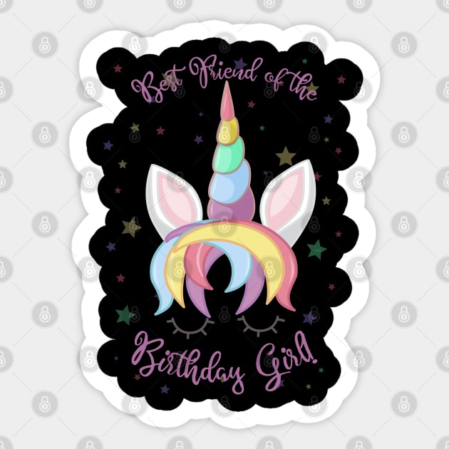 Best Friend of the Birthday Girl! Unicorn Face product Sticker by creative